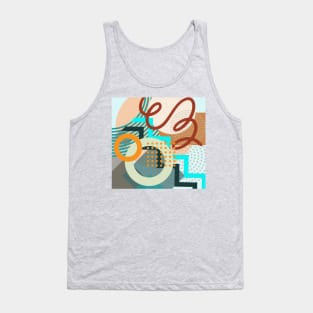 Modern Geometric Pattern Aqua Terracotta Style Tank Top